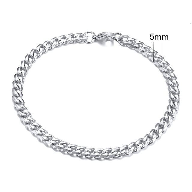 GRACE UNISEX CURB CHAIN BRACELET-.11CM Silver-18cm-Nora Luxe