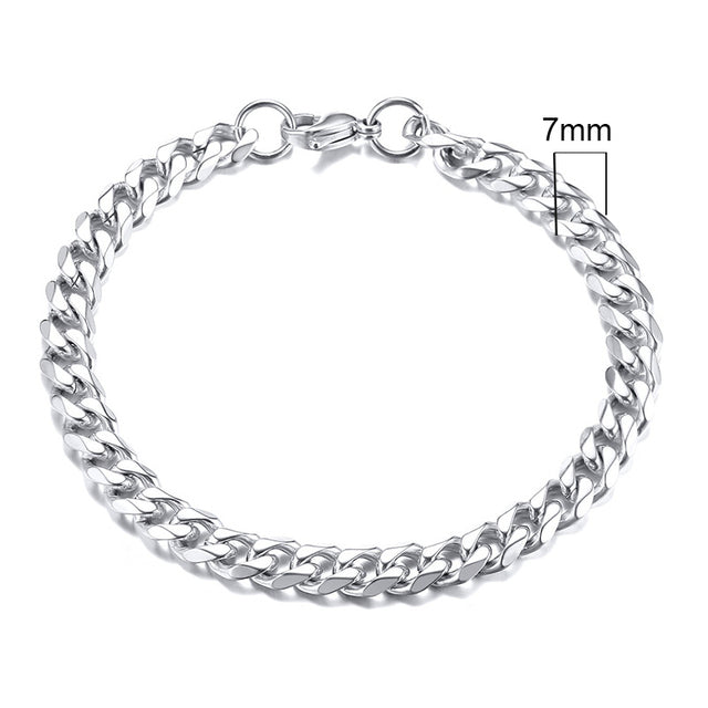 GRACE UNISEX CURB CHAIN BRACELET-.11CM Silver-18cm-Nora Luxe