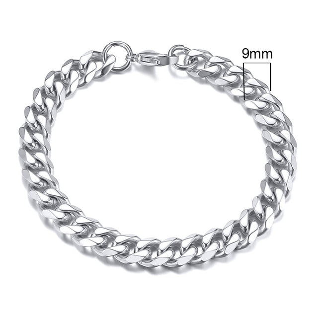 GRACE UNISEX CURB CHAIN BRACELET-.11CM Silver-18cm-Nora Luxe