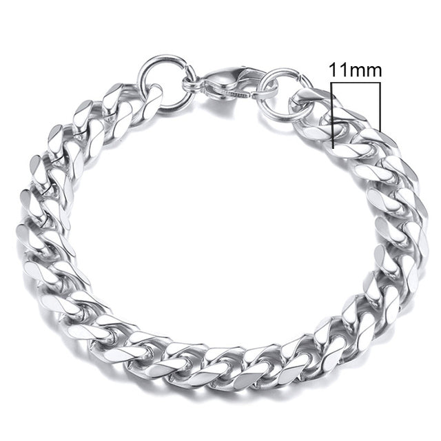 GRACE UNISEX CURB CHAIN BRACELET-.11CM Silver-18cm-Nora Luxe