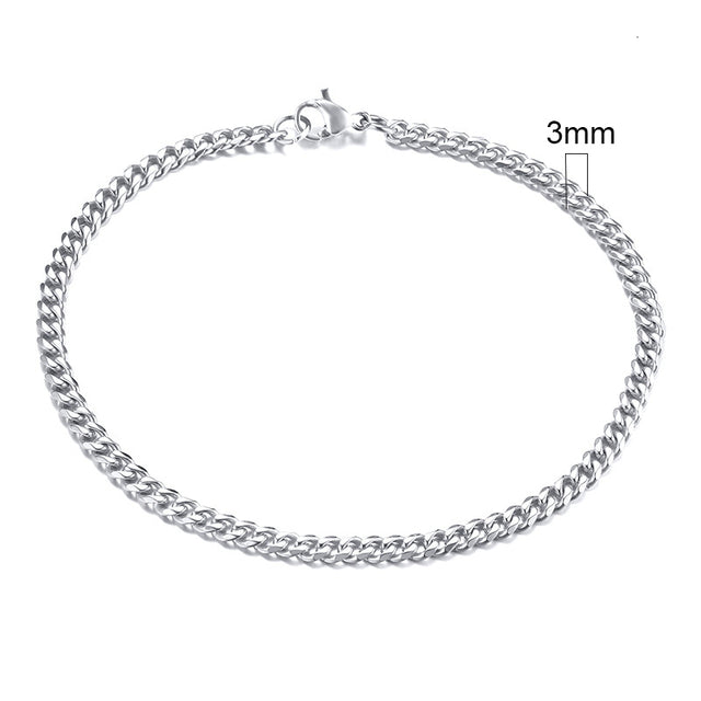 GRACE UNISEX CURB CHAIN BRACELET-.11CM Silver-18cm-Nora Luxe