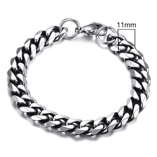 GRACE UNISEX CURB CHAIN BRACELET-.11CM Vintage Silver-18cm-Nora Luxe