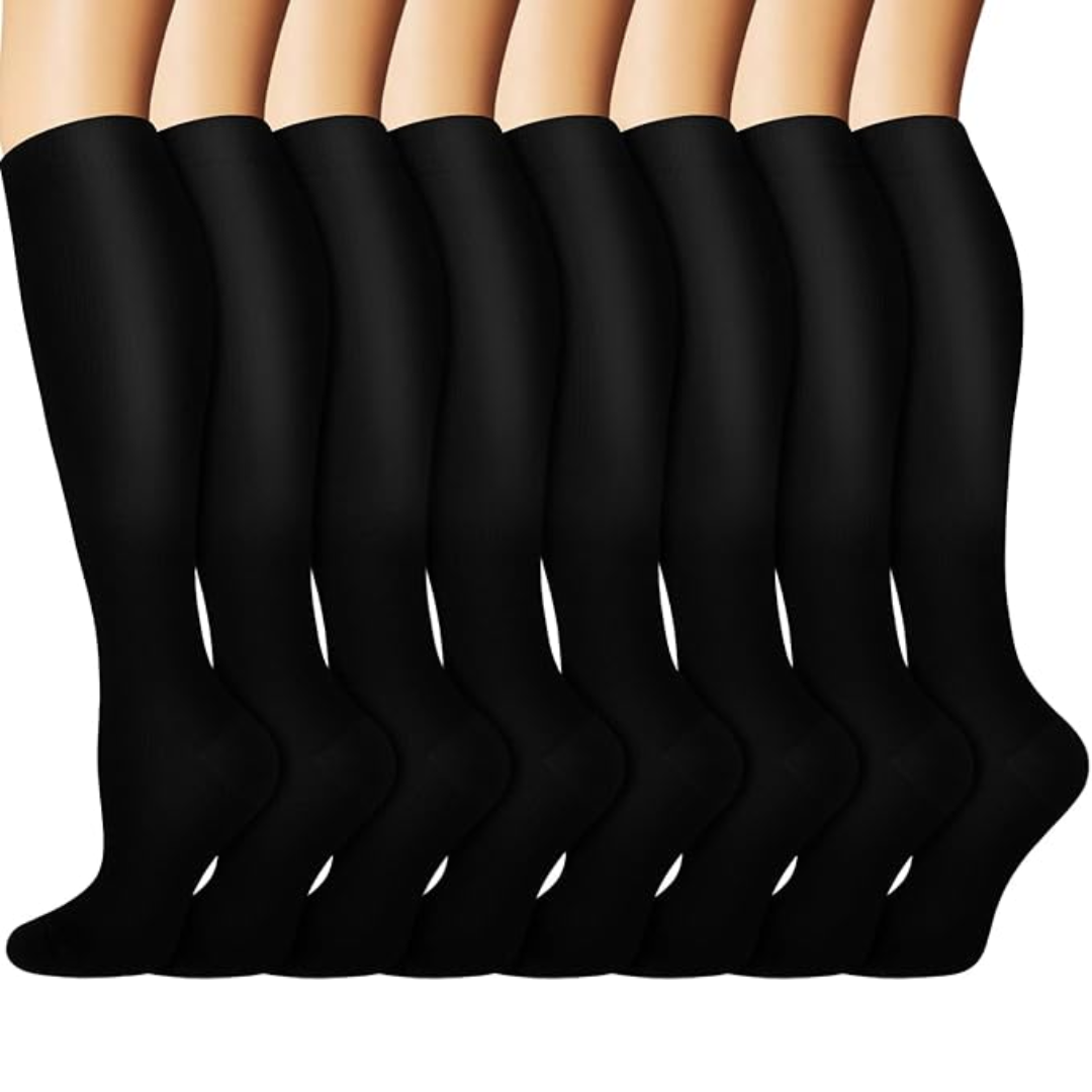 Gradual Compression Copper Socks 15-20mmHg (8 Pairs) - StepRelief-Black 2-S-M-Nora Luxe