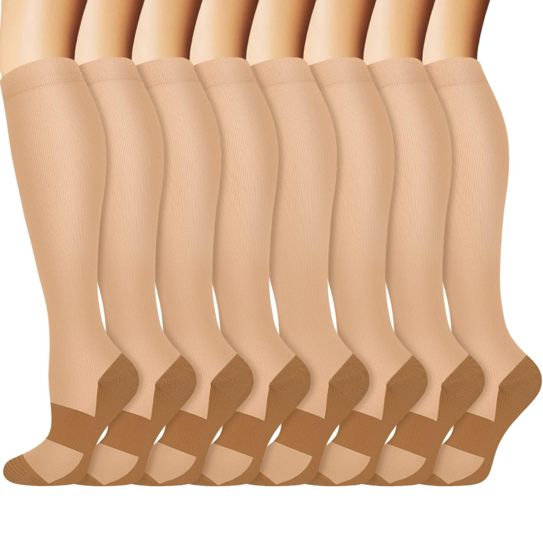 Gradual Compression Copper Socks 15-20mmHg (8 Pairs) - StepRelief-Skin Tone-S-M-Nora Luxe