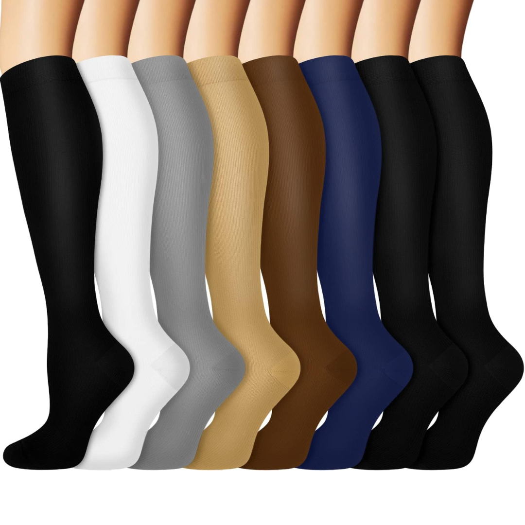 Gradual Compression Copper Socks 15-20mmHg (8 Pairs) - StepRelief-Varied 1-S-M-Nora Luxe