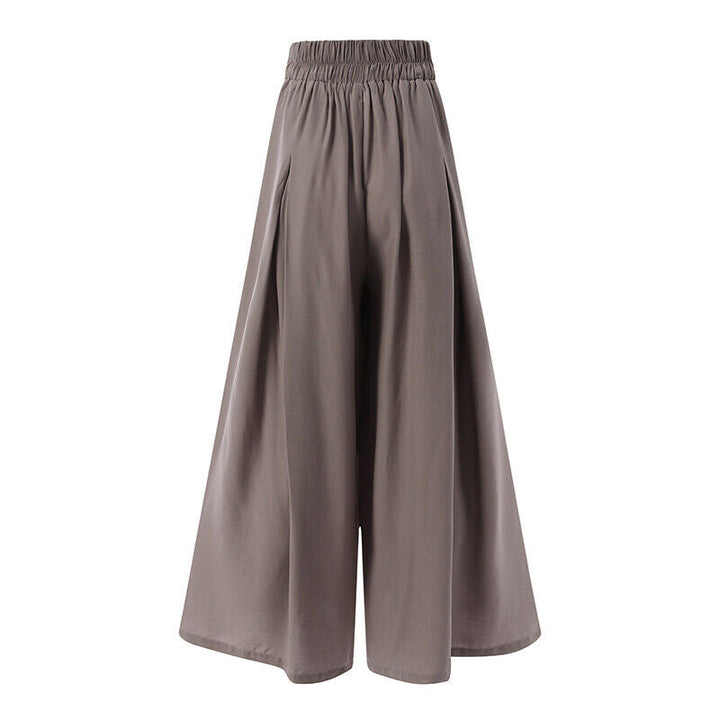 Weite Damenhose, grau, elastischer Bund, modisch, bequem, Sommerkleidung, lässig.