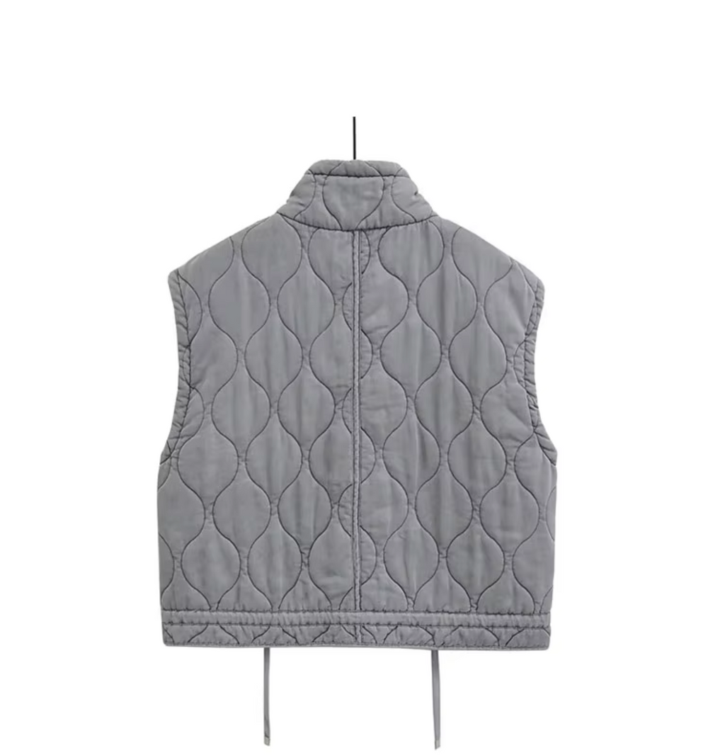 Grey Sleeveless Cotton Waistcoat – Thalia-XS-Nora Luxe