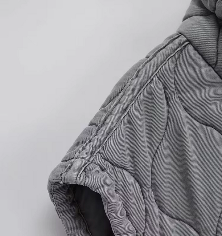 Grey Sleeveless Cotton Waistcoat – Thalia-XS-Nora Luxe