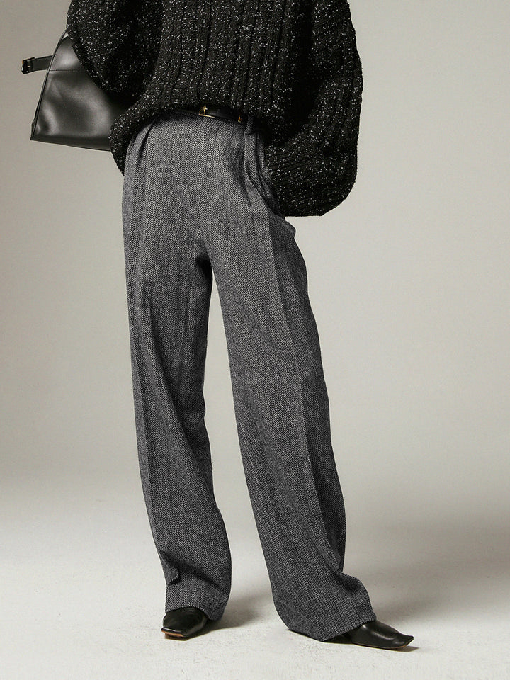 Grey Wide Trousers for Women - Alessia-XS-Nora Luxe