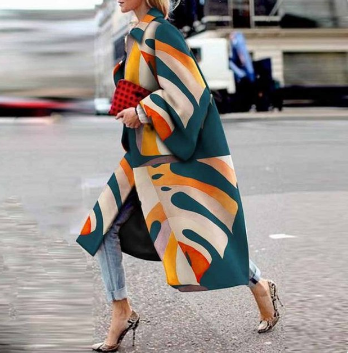 Printed women's coat with long sleeves – Svea Autumn Magic Edition