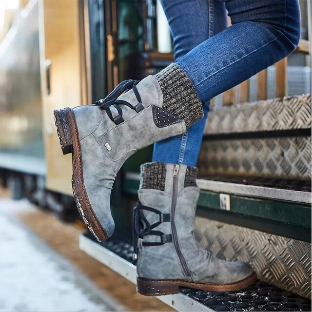 Half-height Snow Boots for Women - Bianca-Gray-3.5-Nora Luxe