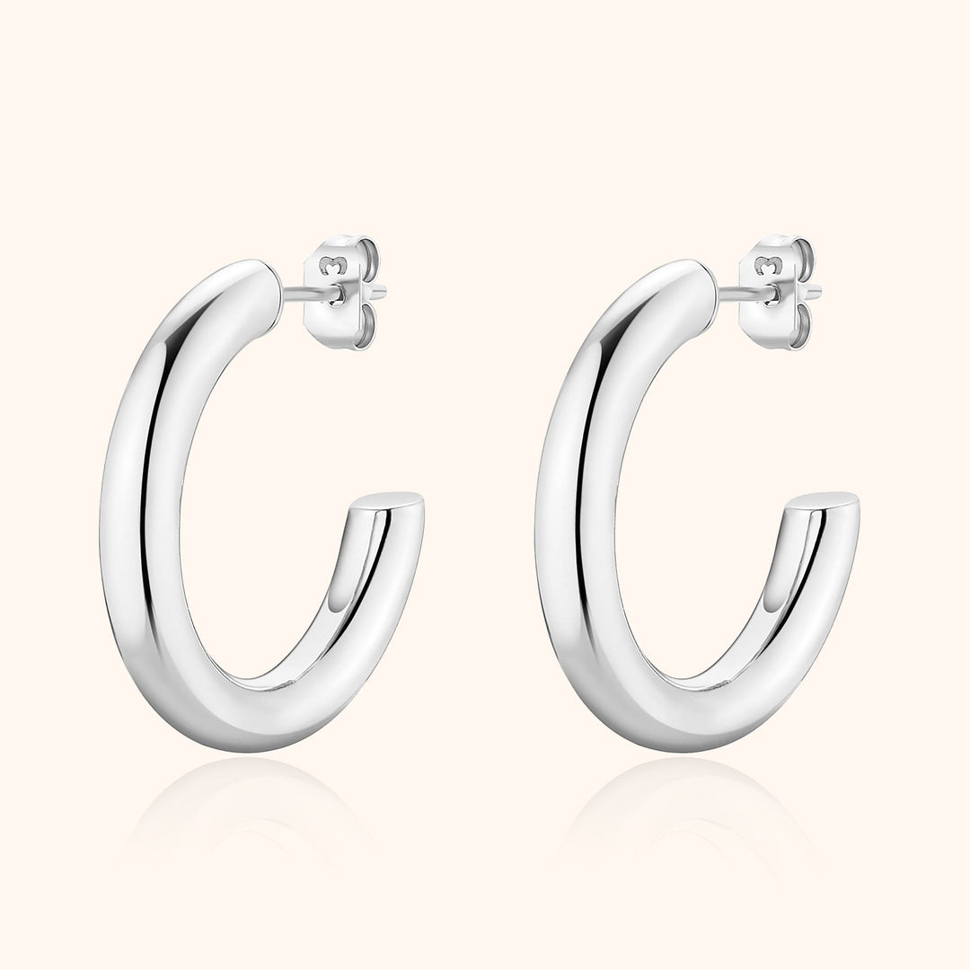 Half-Round Earrings - Elodie-Silver-Nora Luxe