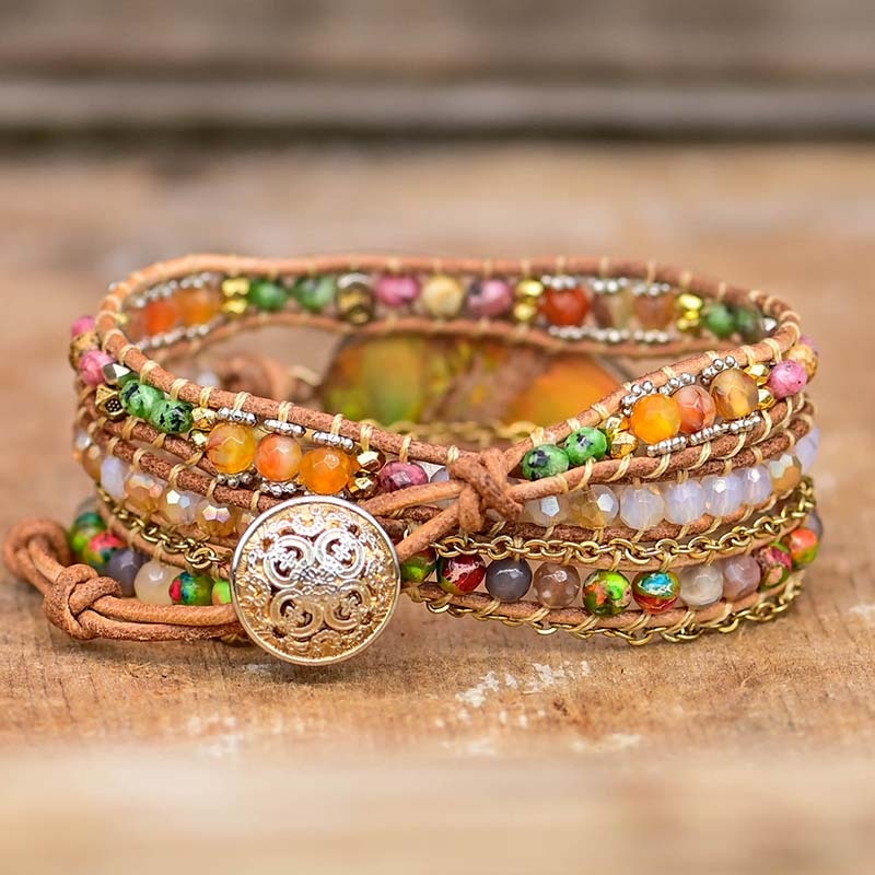 Hamsa wrap bracelet with Amazonite - Zahara-Nora Luxe
