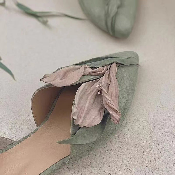 Handcrafted lace ballerinas with rose blossoms – Odette-Pink-3.5-Nora Luxe