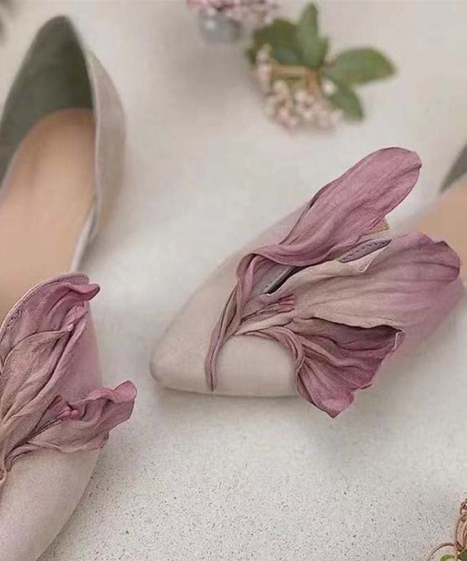 Handcrafted lace ballerinas with rose blossoms – Odette-Pink-3.5-Nora Luxe