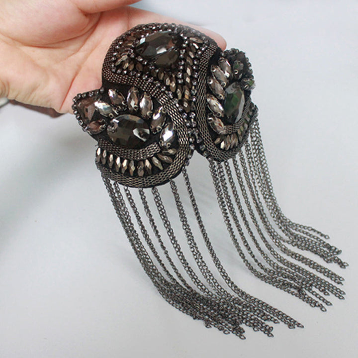 Handcrafted Rhinestone Shoulder Necklace | Fashion Tassel Accessory-Luxury Gold-Nora Luxe