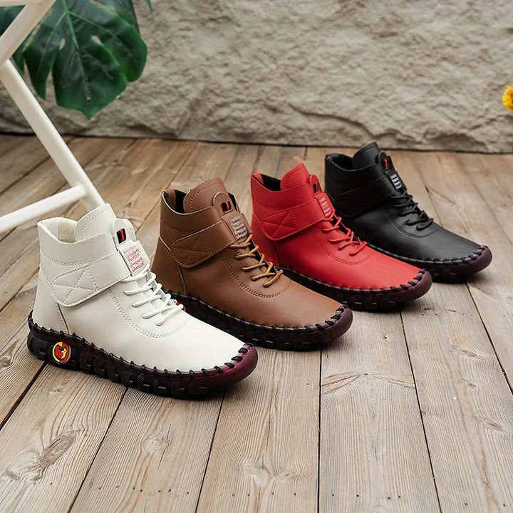 Handmade Comfort Sneaker Boots - Amara-Beige-3.0-Nora Luxe