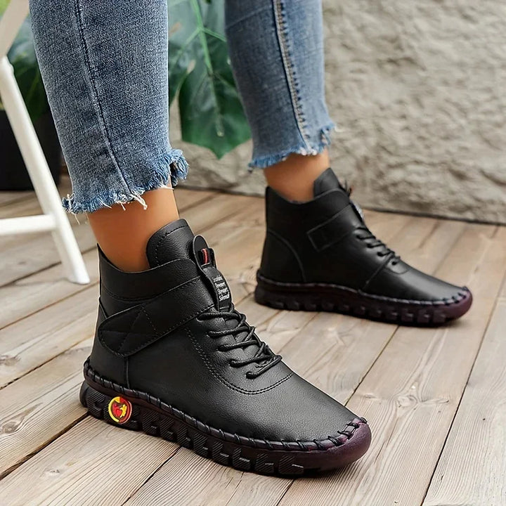 Handmade Comfort Sneaker Boots - Amara-Beige-3.0-Nora Luxe