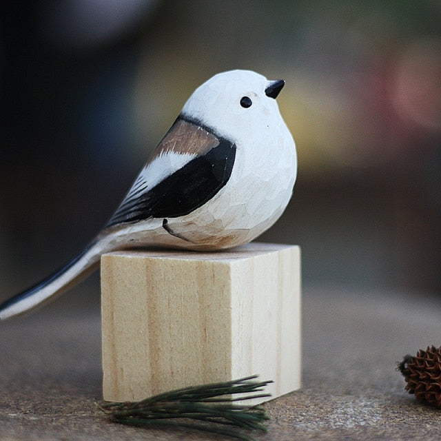 Handmade Wooden Birds - AuriBirds-Long-tailed Tit-Nora Luxe