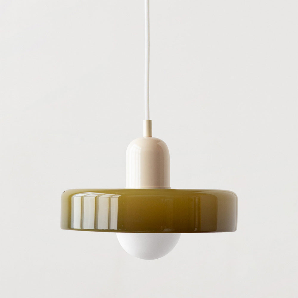 Hanging Lamp of Colored Glass - BauLume-Green-Beige-9.8 × 7.1 inches-Nora Luxe