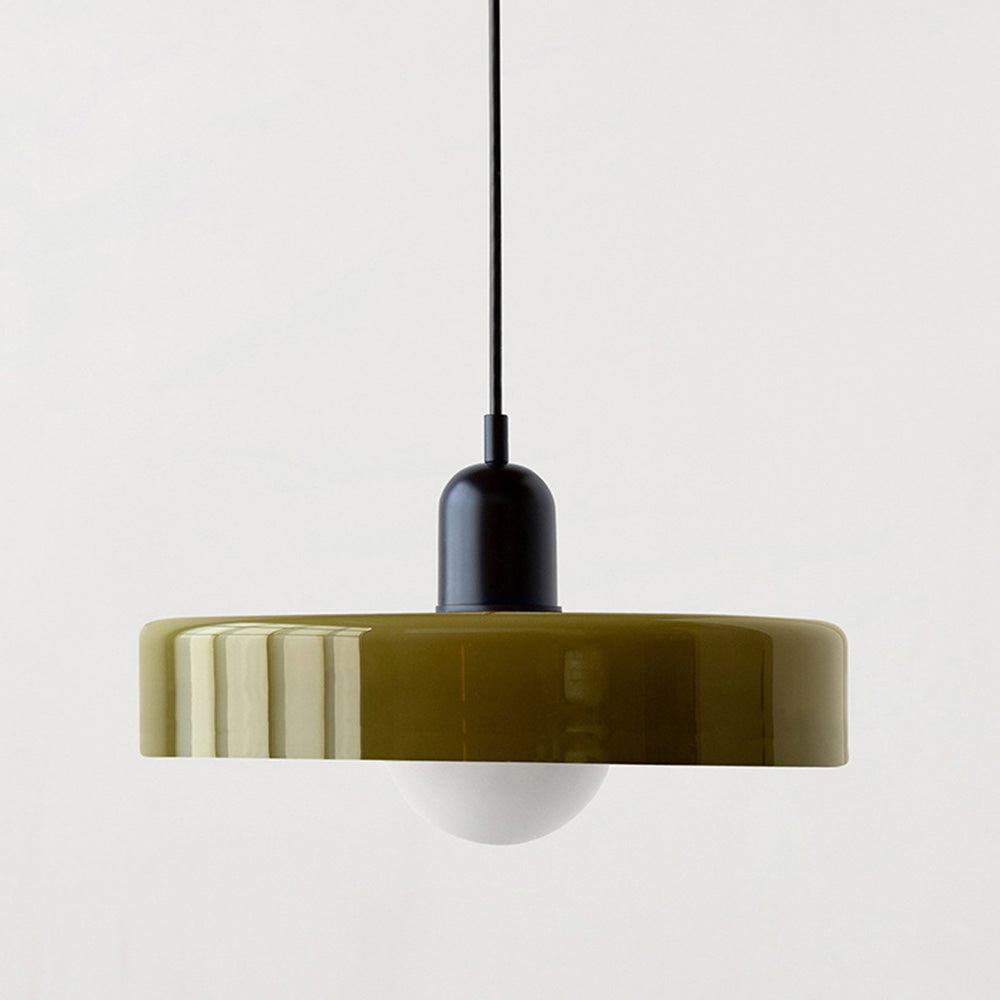 Hanging Lamp of Colored Glass - BauLume-Green-Black-9.8 × 7.1 inches-Nora Luxe