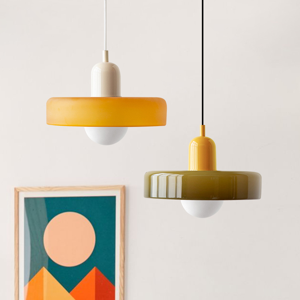 Hanging Lamp of Colored Glass - BauLume-Green-Red-9.8 × 7.1 inches-Nora Luxe