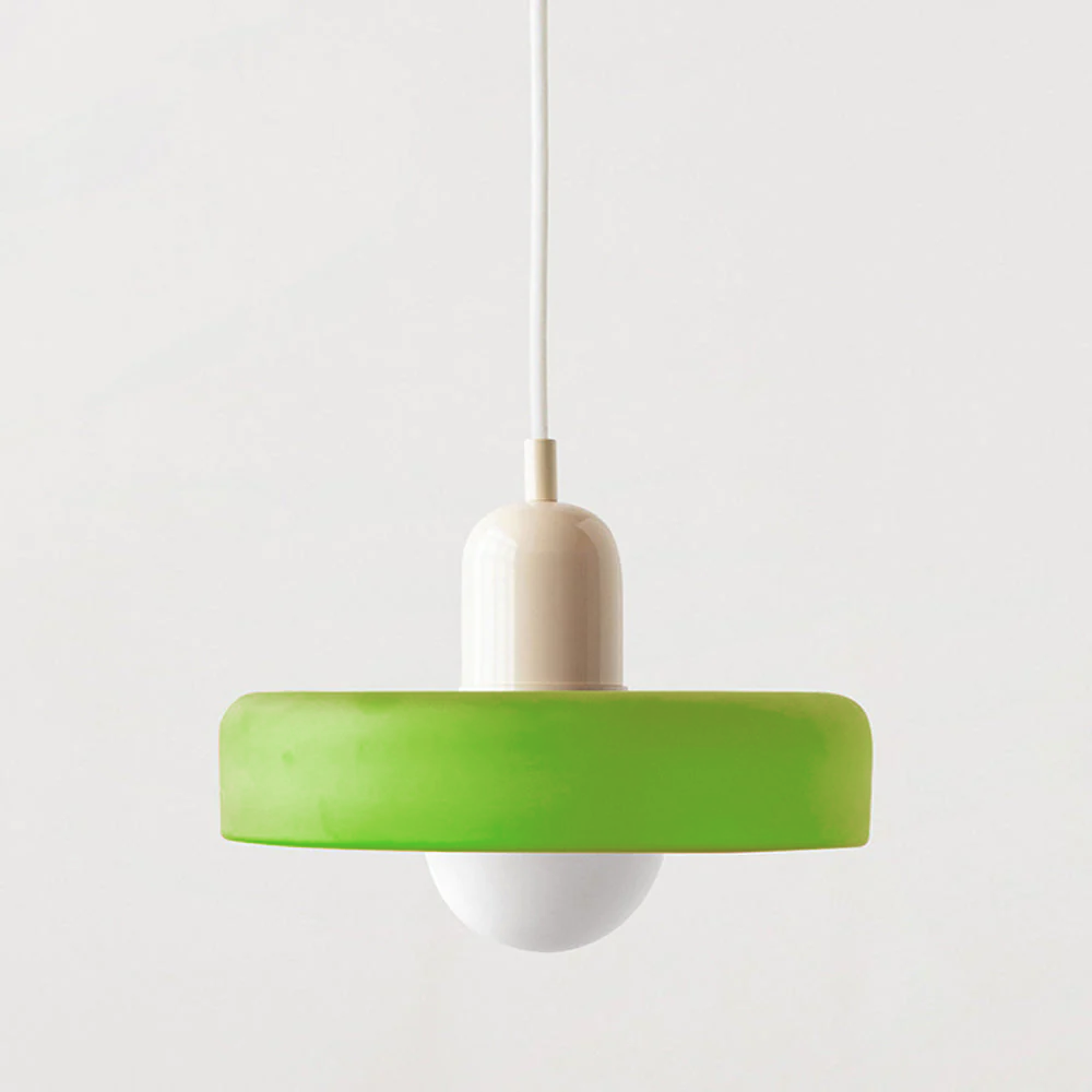 Hanging Lamp of Colored Glass - BauLume-Icy Green-Beige-9.8 × 7.1 inches-Nora Luxe