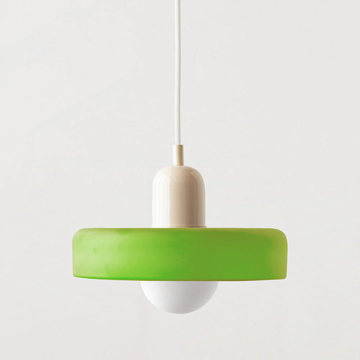 Hanging Lamp of Colored Glass - BauLume-Icy Green-Beige-9.8 × 7.1 inches-Nora Luxe