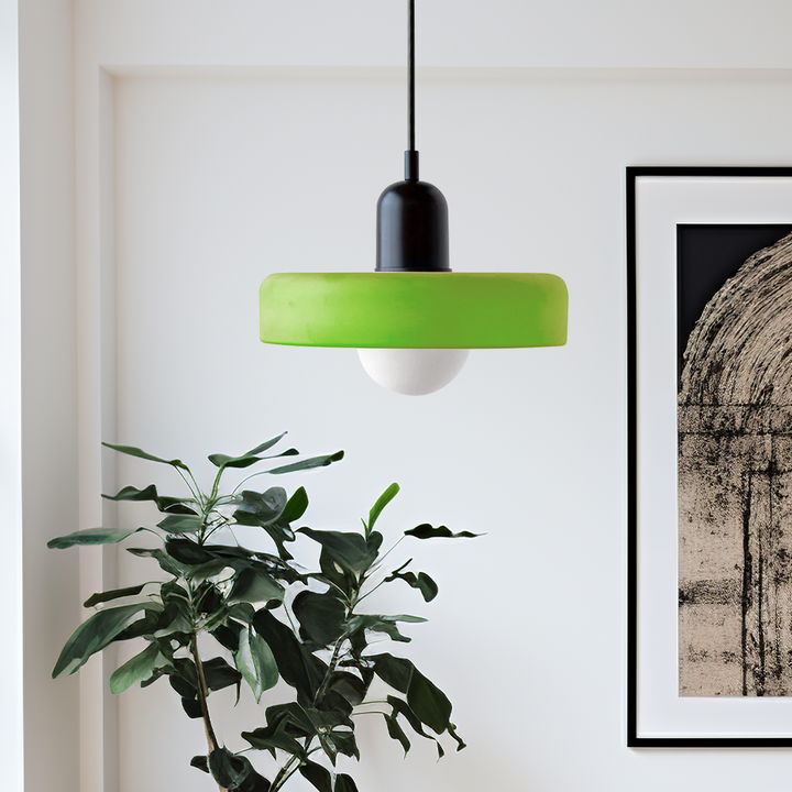 Hanging Lamp of Colored Glass - BauLume-Icy Green-Black-9.8 × 7.1 inches-Nora Luxe