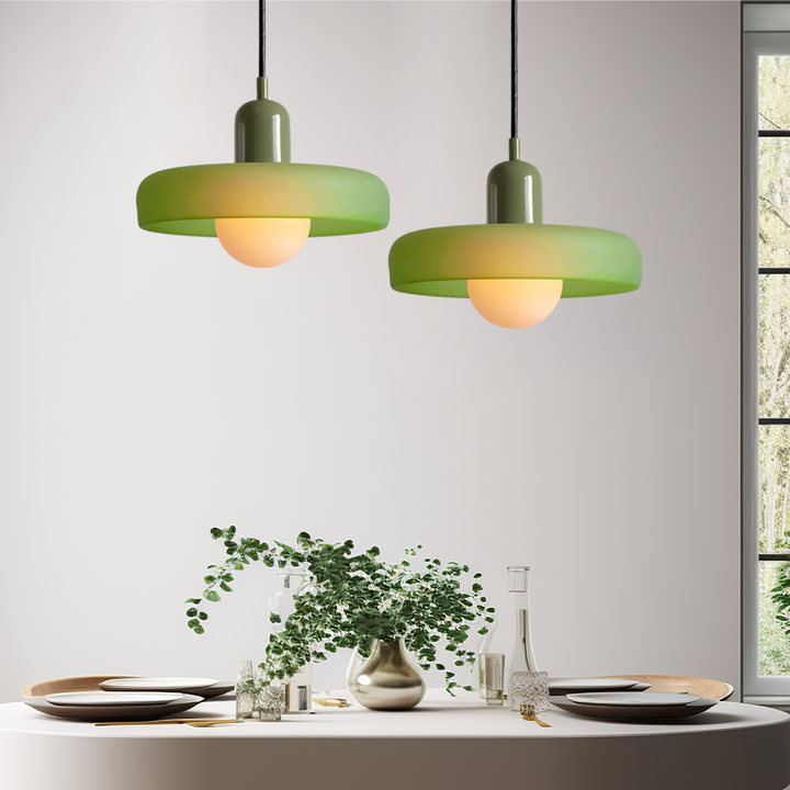 Hanging Lamp of Colored Glass - BauLume-Icy Green-Green-9.8 × 7.1 inches-Nora Luxe
