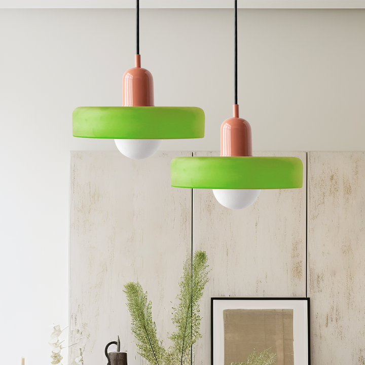 Hanging Lamp of Colored Glass - BauLume-Icy Green-Pink-9.8 × 7.1 inches-Nora Luxe