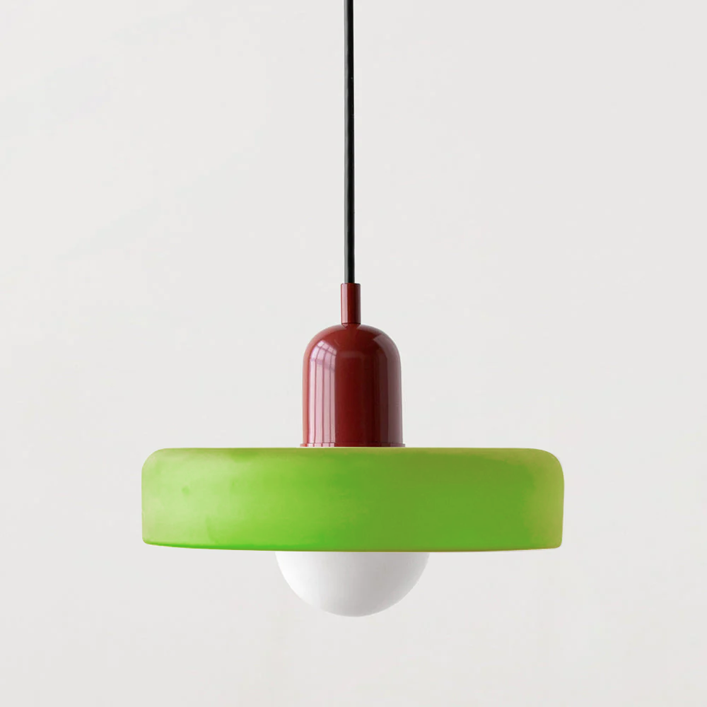 Hanging Lamp of Colored Glass - BauLume-Icy Green-Red-9.8 × 7.1 inches-Nora Luxe