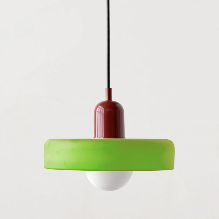 Hanging Lamp of Colored Glass - BauLume-Icy Green-Red-9.8 × 7.1 inches-Nora Luxe