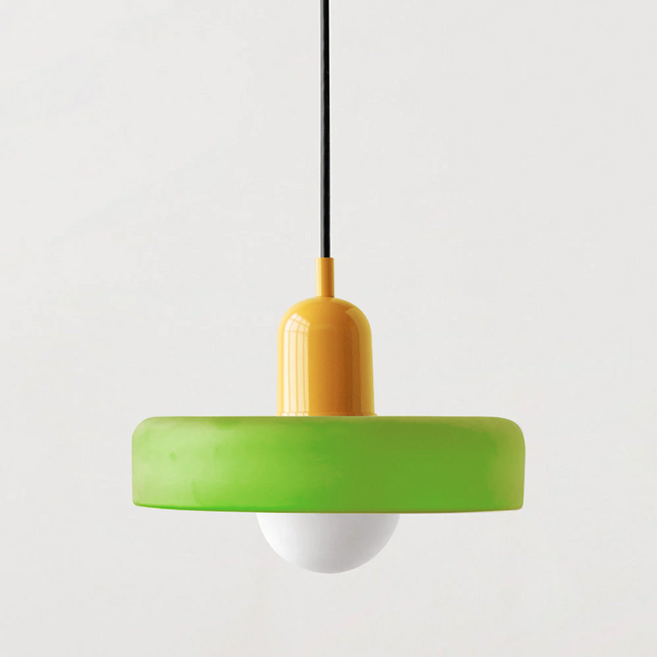 Hanging Lamp of Colored Glass - BauLume-Icy Green-Yellow-9.8 × 7.1 inches-Nora Luxe