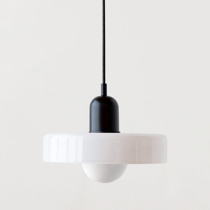Hanging Lamp of Colored Glass - BauLume-White-Black-9.8 × 7.1 inches-Nora Luxe