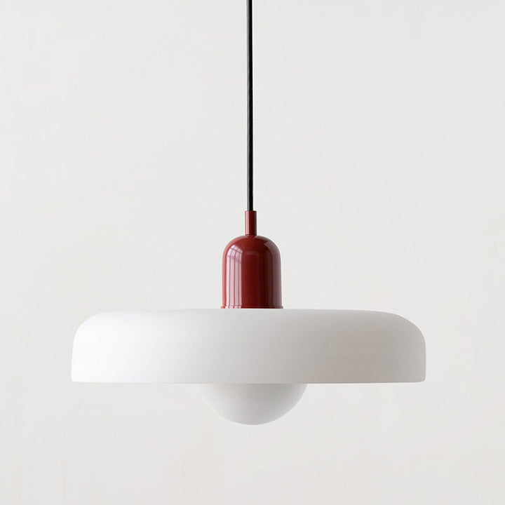 Hanging Lamp of Colored Glass - BauLume-White-Red-9.8 × 7.1 inches-Nora Luxe