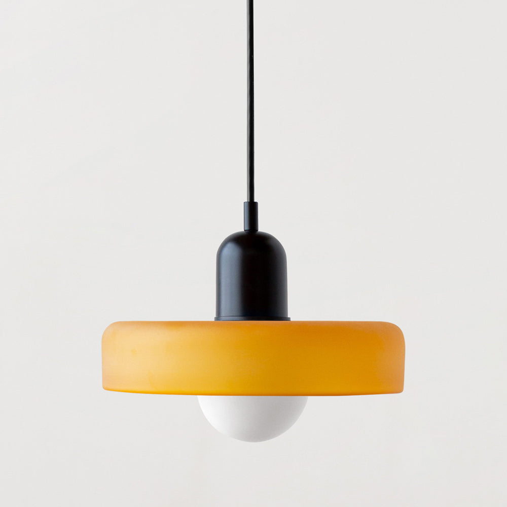 Hanging Lamp of Colored Glass - BauLume-Yellow-Black-9.8 × 7.1 inches-Nora Luxe