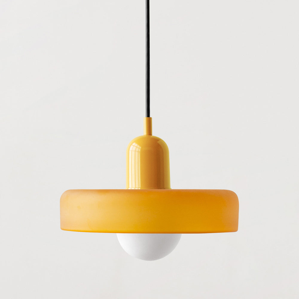 Hanging Lamp of Colored Glass - BauLume-Yellow-Yellow-9.8 × 7.1 inches-Nora Luxe
