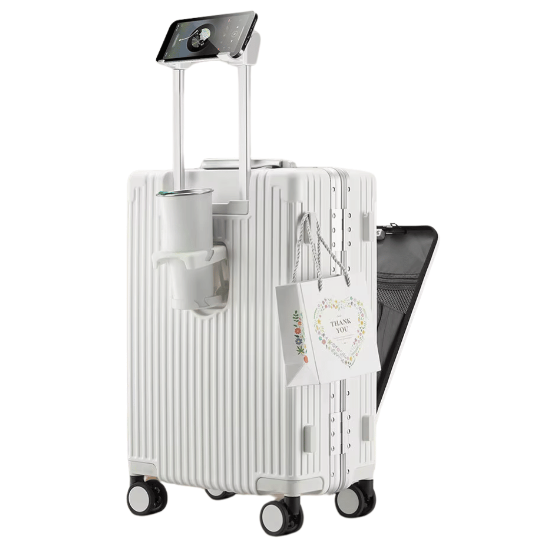 Hard-shell hand luggage suitcase – Manhattan Pro-Silver-Nora Luxe