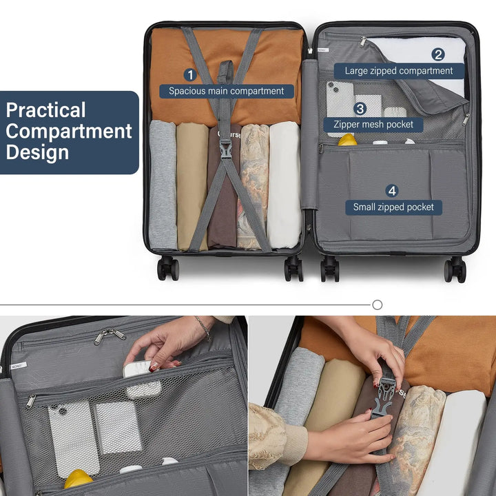 Hard-shell suitcase – Denver-Blue-S (40 L)-Nora Luxe