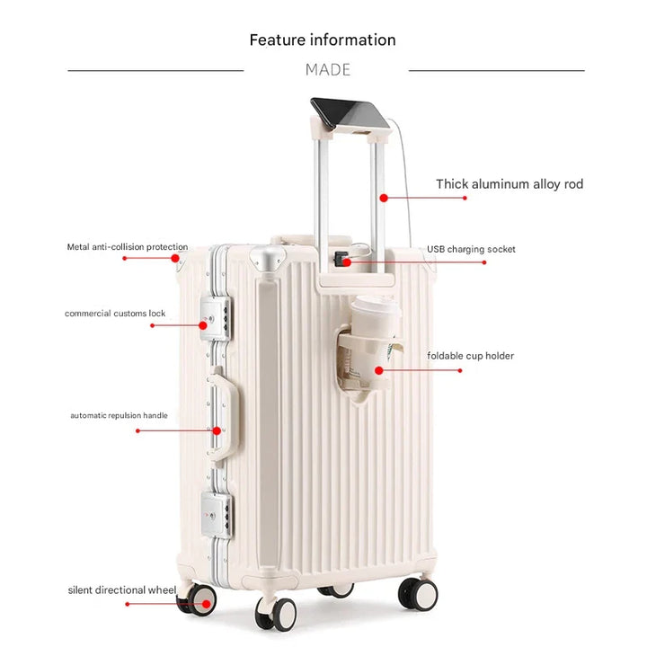 Hard-shell suitcase with aluminum frame – Tallinn-Red-S (48 L)-Nora Luxe