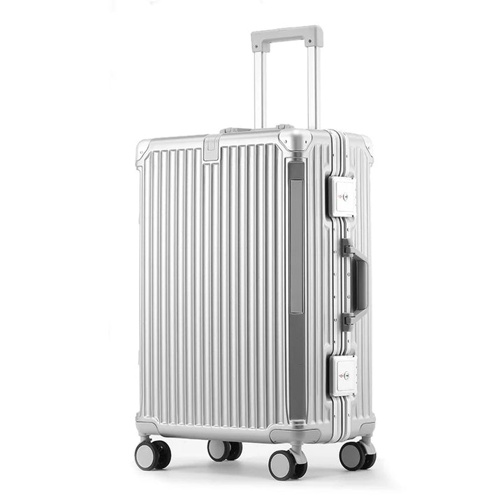 Hard-shell suitcase with aluminum frame – Tallinn-Silver-S (48 L)-Nora Luxe