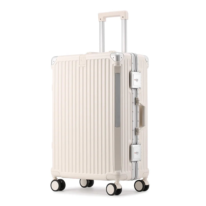 Hard-shell suitcase with aluminum frame – Tallinn-White-S (48 L)-Nora Luxe