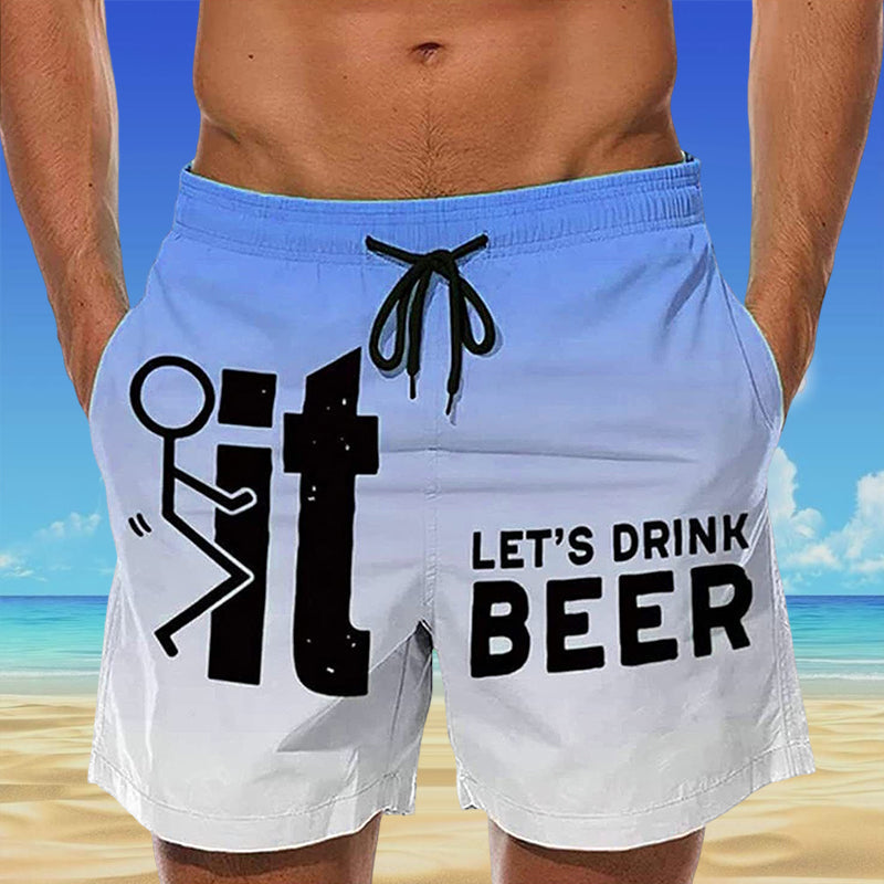 Hawaii Men's Swim Shorts with Elastic Waistband – Fabio-Blue-2XS-Nora Luxe