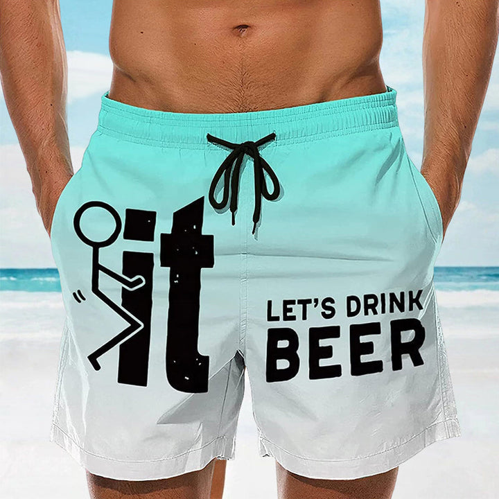 Hawaii Men's Swim Shorts with Elastic Waistband – Fabio-Blue-2XS-Nora Luxe