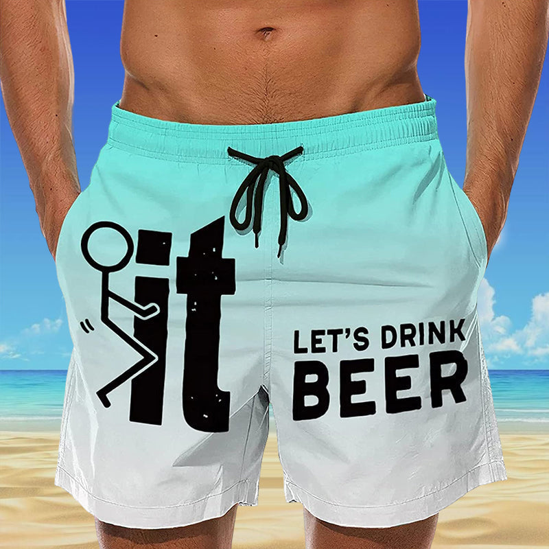 Hawaii Men's Swim Shorts with Elastic Waistband – Fabio-Blue-2XS-Nora Luxe