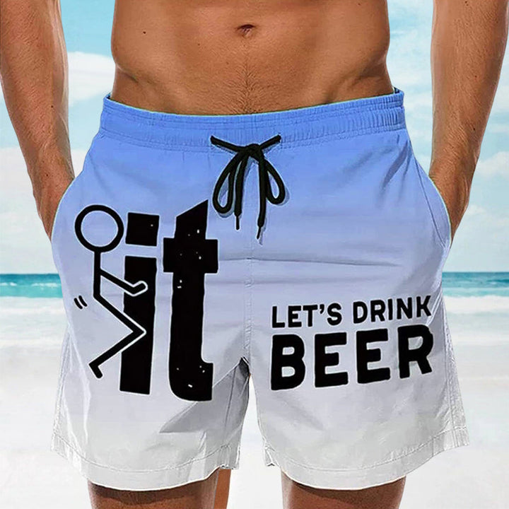 Hawaii Men's Swim Shorts with Elastic Waistband – Fabio-Blue-2XS-Nora Luxe