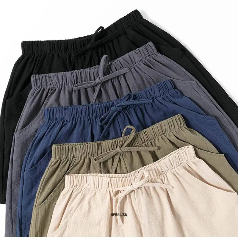 Mehrfarbige Herren-Shorts aus Baumwolle, elastischer Bund, Kordelzug, lässig, bequem.