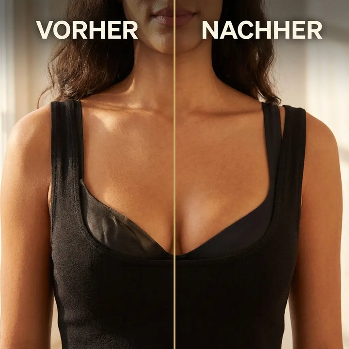 Black balconette bra shown in another view with a neckline comparison.