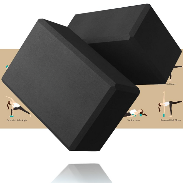 High Density EVA Foam Yoga Blocks (2 Pieces)-Black-Nora Luxe
